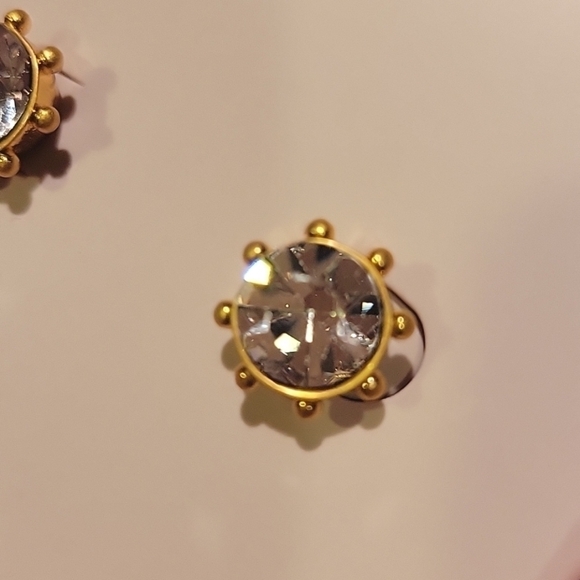 NEW! KATE SPADE Flying Colors Gold Tone Bezel Post Earrings Jewelry. - Picture 2 of 5